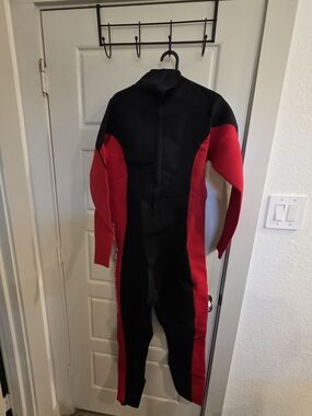 Men's Black & Red Swim Rash Guard Full Suit